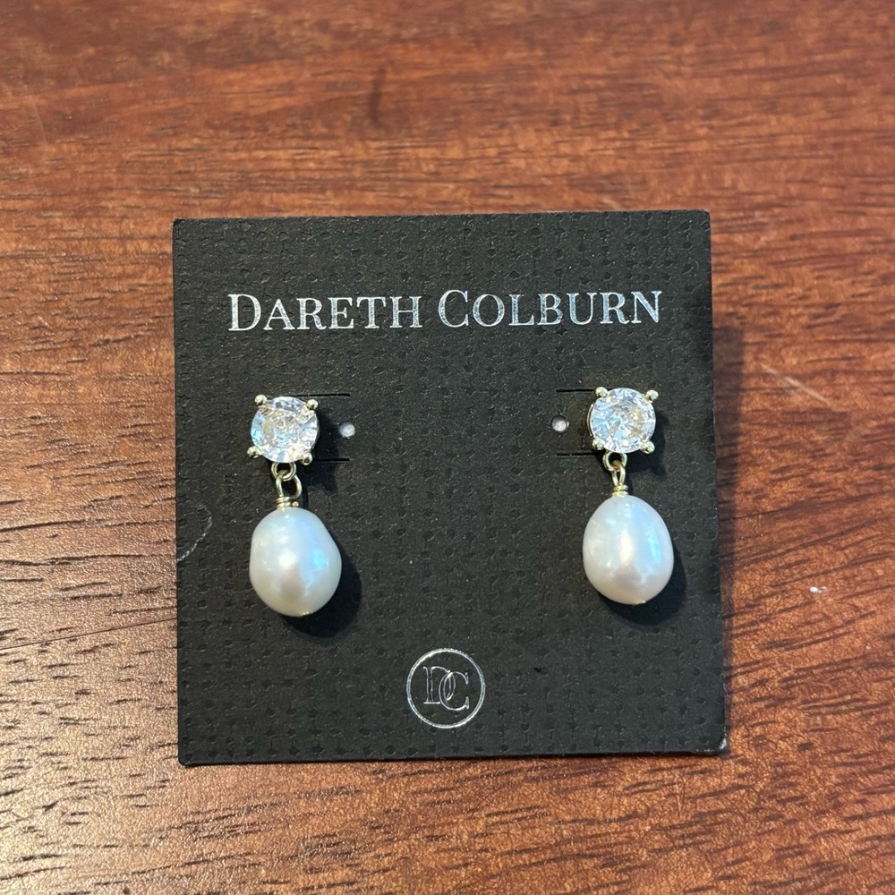 CZ and Pearl Drop Earrings